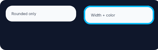Rendered border radius and width example