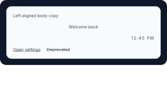 Rendered font alignment and decoration example